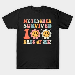 My Teacher Survived 100 Days Of Me School Groovy T-Shirt